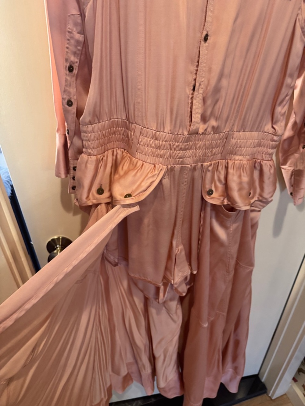 Nicholas K Satin Pink Utility Romper with Drape - Picture 5 of 5